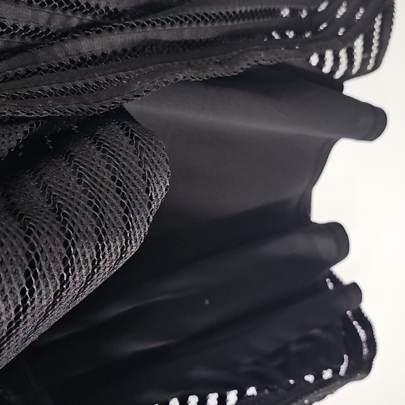 R&K Black Fit&Flare Sheer Eyelet Striped Overlay Sleeveless Cocktail Dress - Picture 7 of 14